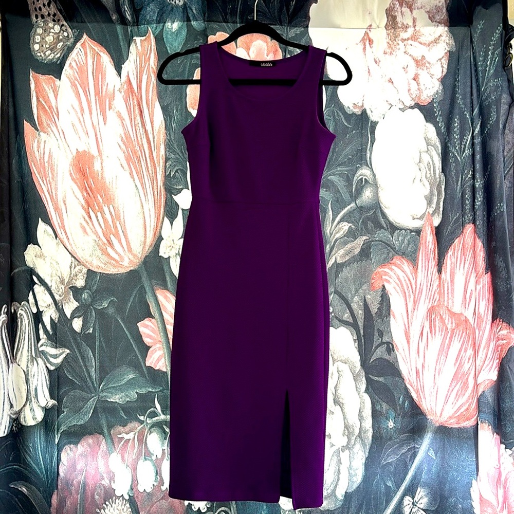 lulu’s purple body con dress with thigh slit